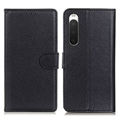 Custodia Portafoglio In Pelle Cover con Supporto A03D per Sony Xperia 10 IV Nero