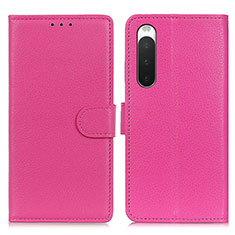 Custodia Portafoglio In Pelle Cover con Supporto A03D per Sony Xperia 10 IV SO-52C Rosa Caldo