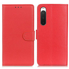 Custodia Portafoglio In Pelle Cover con Supporto A03D per Sony Xperia 10 IV SOG07 Rosso