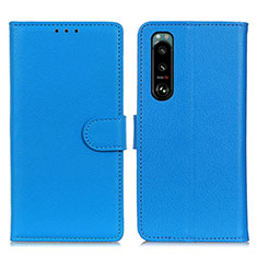 Custodia Portafoglio In Pelle Cover con Supporto A03D per Sony Xperia 5 III Cielo Blu