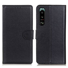 Custodia Portafoglio In Pelle Cover con Supporto A03D per Sony Xperia 5 III SO-53B Nero