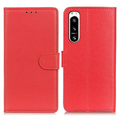 Custodia Portafoglio In Pelle Cover con Supporto A03D per Sony Xperia 5 IV Rosso