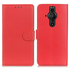 Custodia Portafoglio In Pelle Cover con Supporto A03D per Sony Xperia PRO-I Rosso