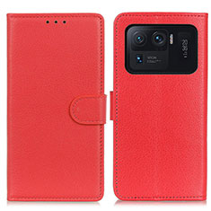 Custodia Portafoglio In Pelle Cover con Supporto A03D per Xiaomi Mi 11 Ultra 5G Rosso