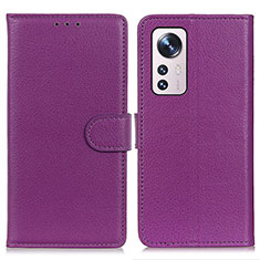 Custodia Portafoglio In Pelle Cover con Supporto A03D per Xiaomi Mi 12S Pro 5G Viola