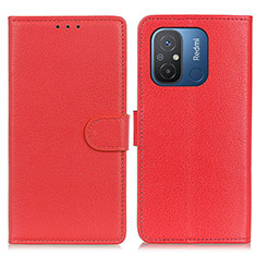 Custodia Portafoglio In Pelle Cover con Supporto A03D per Xiaomi Redmi 12C 4G Rosso