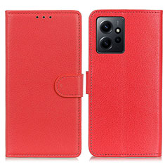 Custodia Portafoglio In Pelle Cover con Supporto A03D per Xiaomi Redmi Note 12 4G Rosso