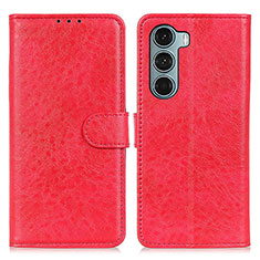 Custodia Portafoglio In Pelle Cover con Supporto A04D per Motorola Moto Edge S30 5G Rosso