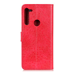 Custodia Portafoglio In Pelle Cover con Supporto A04D per Motorola Moto One Fusion Plus Rosso