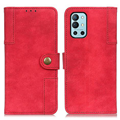 Custodia Portafoglio In Pelle Cover con Supporto A04D per OnePlus 9R 5G Rosso