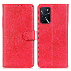 Custodia Portafoglio In Pelle Cover con Supporto A04D per Oppo A16s Rosso