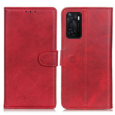 Custodia Portafoglio In Pelle Cover con Supporto A04D per Oppo A55S 5G Rosso