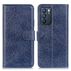 Custodia Portafoglio In Pelle Cover con Supporto A04D per Oppo Reno6 5G Blu