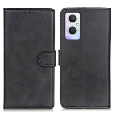 Custodia Portafoglio In Pelle Cover con Supporto A04D per Oppo Reno8 Lite 5G Nero