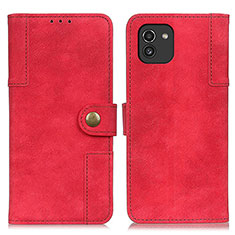 Custodia Portafoglio In Pelle Cover con Supporto A04D per Samsung Galaxy A03 Rosso