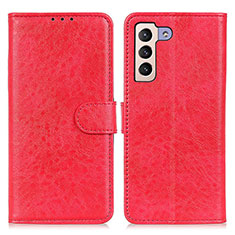 Custodia Portafoglio In Pelle Cover con Supporto A04D per Samsung Galaxy S21 FE 5G Rosso