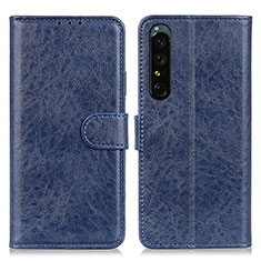 Custodia Portafoglio In Pelle Cover con Supporto A04D per Sony Xperia 1 IV Blu