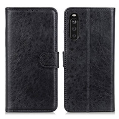 Custodia Portafoglio In Pelle Cover con Supporto A04D per Sony Xperia 10 III Lite Nero