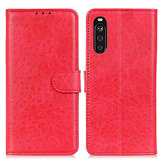 Custodia Portafoglio In Pelle Cover con Supporto A04D per Sony Xperia 10 III Lite Rosso