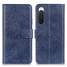 Custodia Portafoglio In Pelle Cover con Supporto A04D per Sony Xperia 10 IV SO-52C Blu