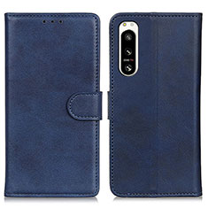 Custodia Portafoglio In Pelle Cover con Supporto A04D per Sony Xperia 5 IV Blu