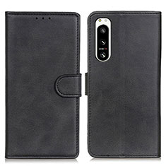 Custodia Portafoglio In Pelle Cover con Supporto A04D per Sony Xperia 5 IV Nero