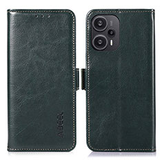 Custodia Portafoglio In Pelle Cover con Supporto A04D per Xiaomi Redmi Note 12 Turbo 5G Verde