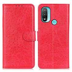 Custodia Portafoglio In Pelle Cover con Supporto A05D per Motorola Moto E20 Rosso