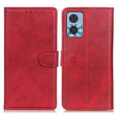 Custodia Portafoglio In Pelle Cover con Supporto A05D per Motorola Moto E22 Rosso