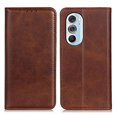 Custodia Portafoglio In Pelle Cover con Supporto A05D per Motorola Moto Edge X30 5G Marrone