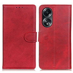 Custodia Portafoglio In Pelle Cover con Supporto A05D per Oppo A18 Rosso