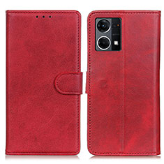 Custodia Portafoglio In Pelle Cover con Supporto A05D per Oppo F21s Pro 4G Rosso