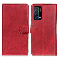 Custodia Portafoglio In Pelle Cover con Supporto A05D per Oppo K9 5G Rosso