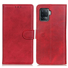 Custodia Portafoglio In Pelle Cover con Supporto A05D per Oppo Reno5 F Rosso