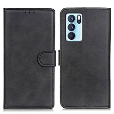 Custodia Portafoglio In Pelle Cover con Supporto A05D per Oppo Reno6 Pro 5G India Nero