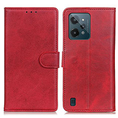 Custodia Portafoglio In Pelle Cover con Supporto A05D per Realme C31 Rosso