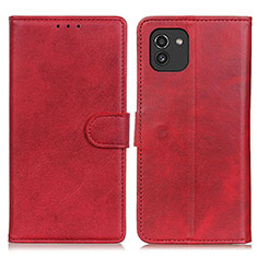 Custodia Portafoglio In Pelle Cover con Supporto A05D per Samsung Galaxy A03 Rosso