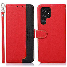 Custodia Portafoglio In Pelle Cover con Supporto A05D per Samsung Galaxy S21 Ultra 5G Rosso