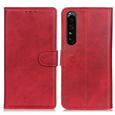 Custodia Portafoglio In Pelle Cover con Supporto A05D per Sony Xperia 1 IV SO-51C Rosso