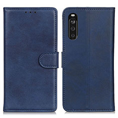 Custodia Portafoglio In Pelle Cover con Supporto A05D per Sony Xperia 10 III Blu