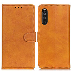 Custodia Portafoglio In Pelle Cover con Supporto A05D per Sony Xperia 10 III Lite Marrone