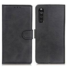 Custodia Portafoglio In Pelle Cover con Supporto A05D per Sony Xperia 10 III Lite Nero