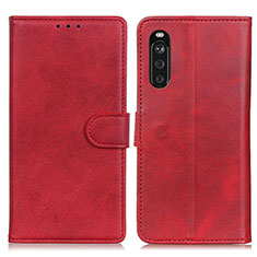 Custodia Portafoglio In Pelle Cover con Supporto A05D per Sony Xperia 10 III Rosso