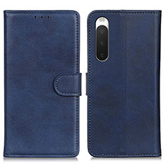 Custodia Portafoglio In Pelle Cover con Supporto A05D per Sony Xperia 10 IV Blu