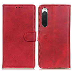 Custodia Portafoglio In Pelle Cover con Supporto A05D per Sony Xperia 10 IV SO-52C Rosso