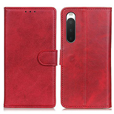 Custodia Portafoglio In Pelle Cover con Supporto A05D per Sony Xperia 10 V Rosso