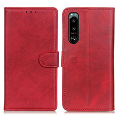 Custodia Portafoglio In Pelle Cover con Supporto A05D per Sony Xperia 5 III SO-53B Rosso