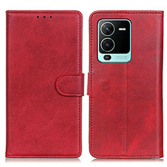 Custodia Portafoglio In Pelle Cover con Supporto A05D per Vivo V25 Pro 5G Rosso