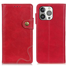 Custodia Portafoglio In Pelle Cover con Supporto A06 per Apple iPhone 14 Pro Rosso