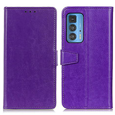 Custodia Portafoglio In Pelle Cover con Supporto A06D per Motorola Moto Edge 20 Pro 5G Viola